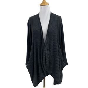 Simpli Cardigan Women 4 Graphite Waffle Knit Long Sleeve Open Front Asymmetrical